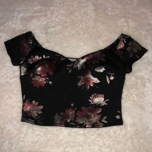 Floral black crop top